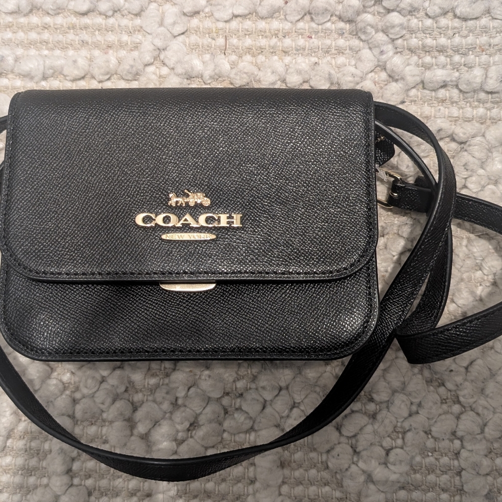 Nwot Coach Black Leather Crossbody Bag